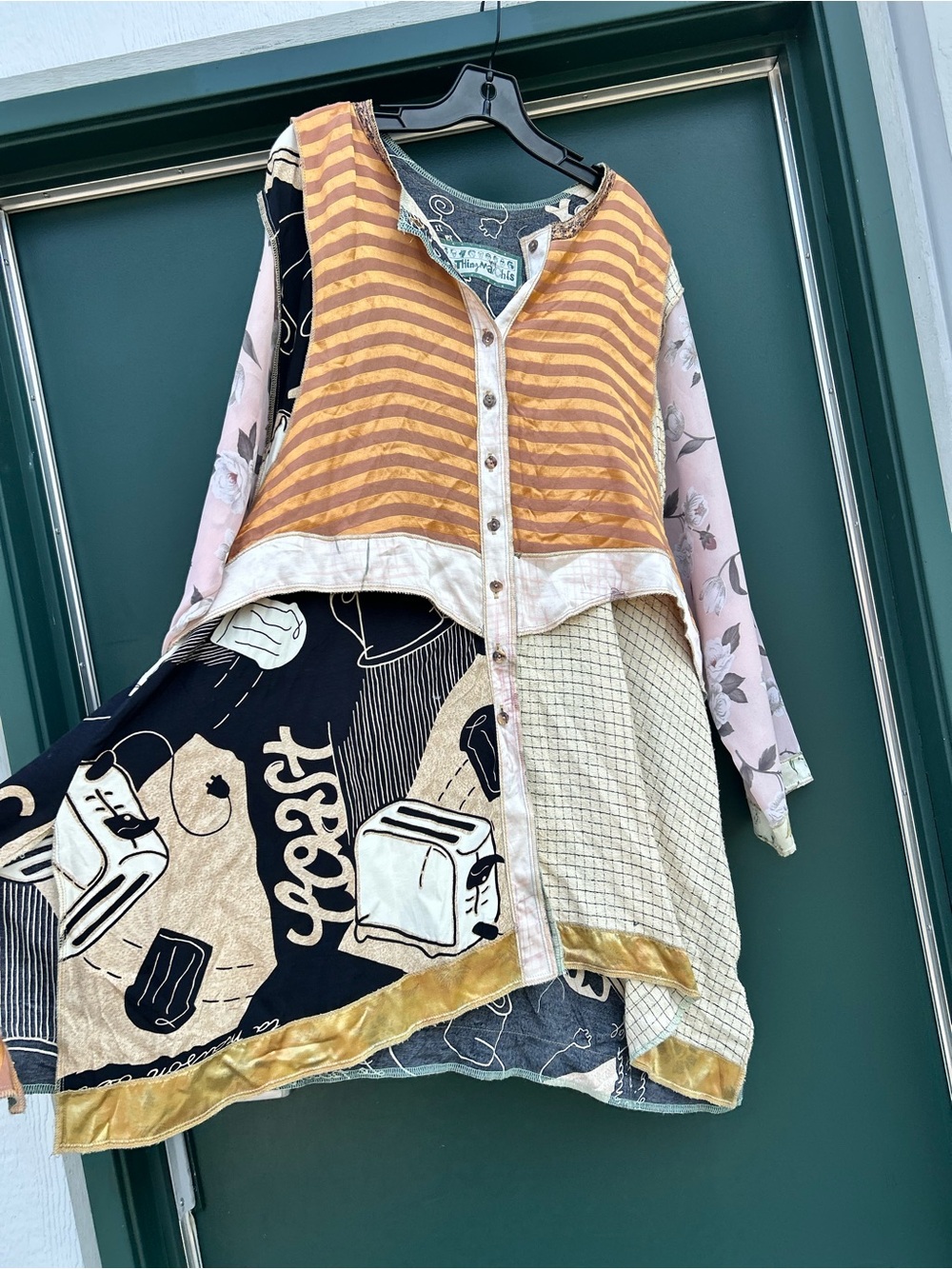 Mixed-Panel Boho Blouse - Yellow Stripe Mix - Picture 4 of 13